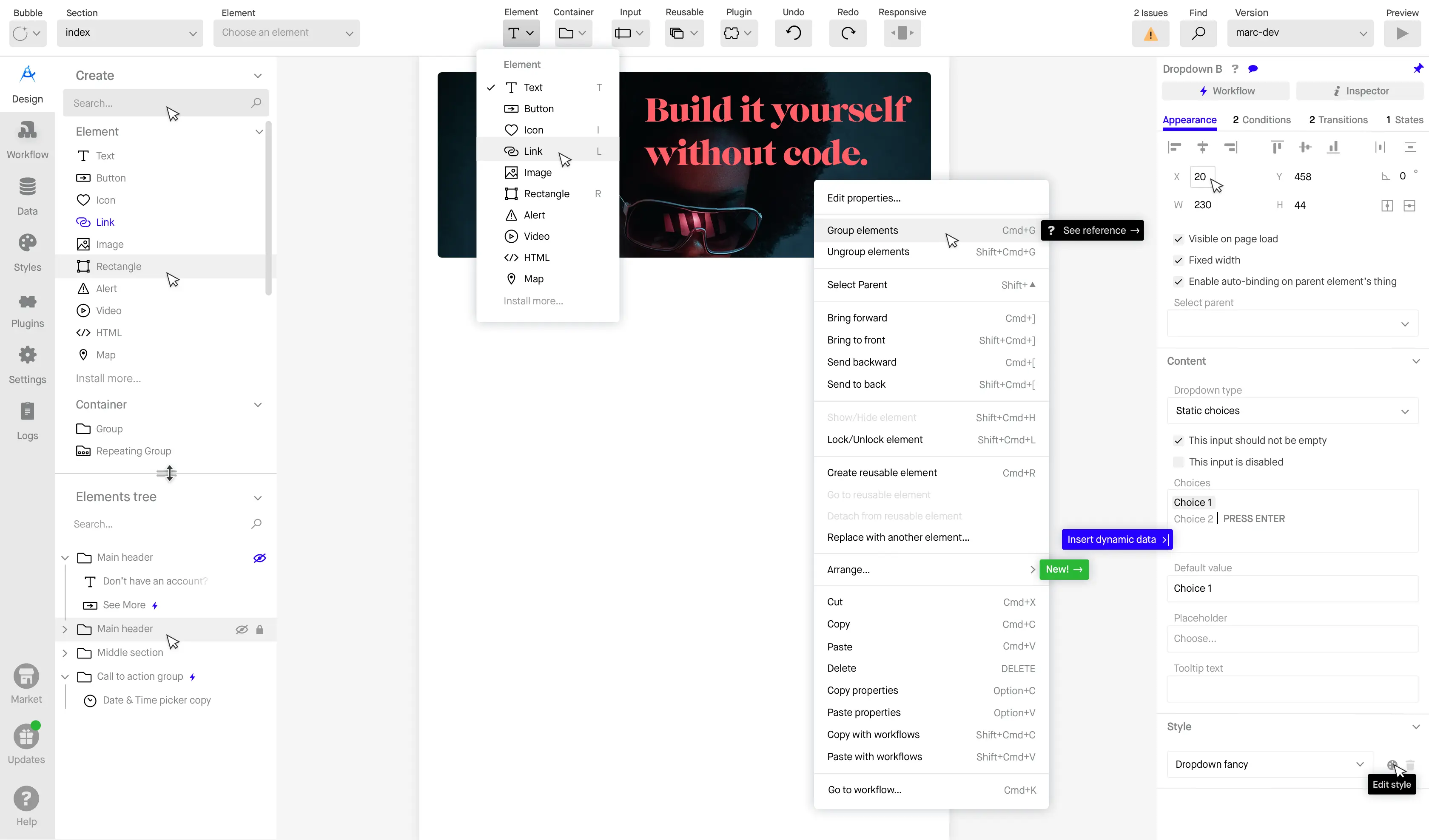 Bubble design tab in light theme